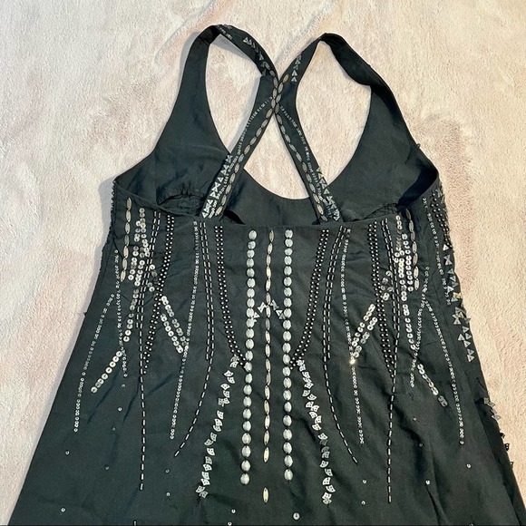Free People Metallic Jewel Embellished Mini Slip Dress Black XS Festival Gala - Picture 5 of 10